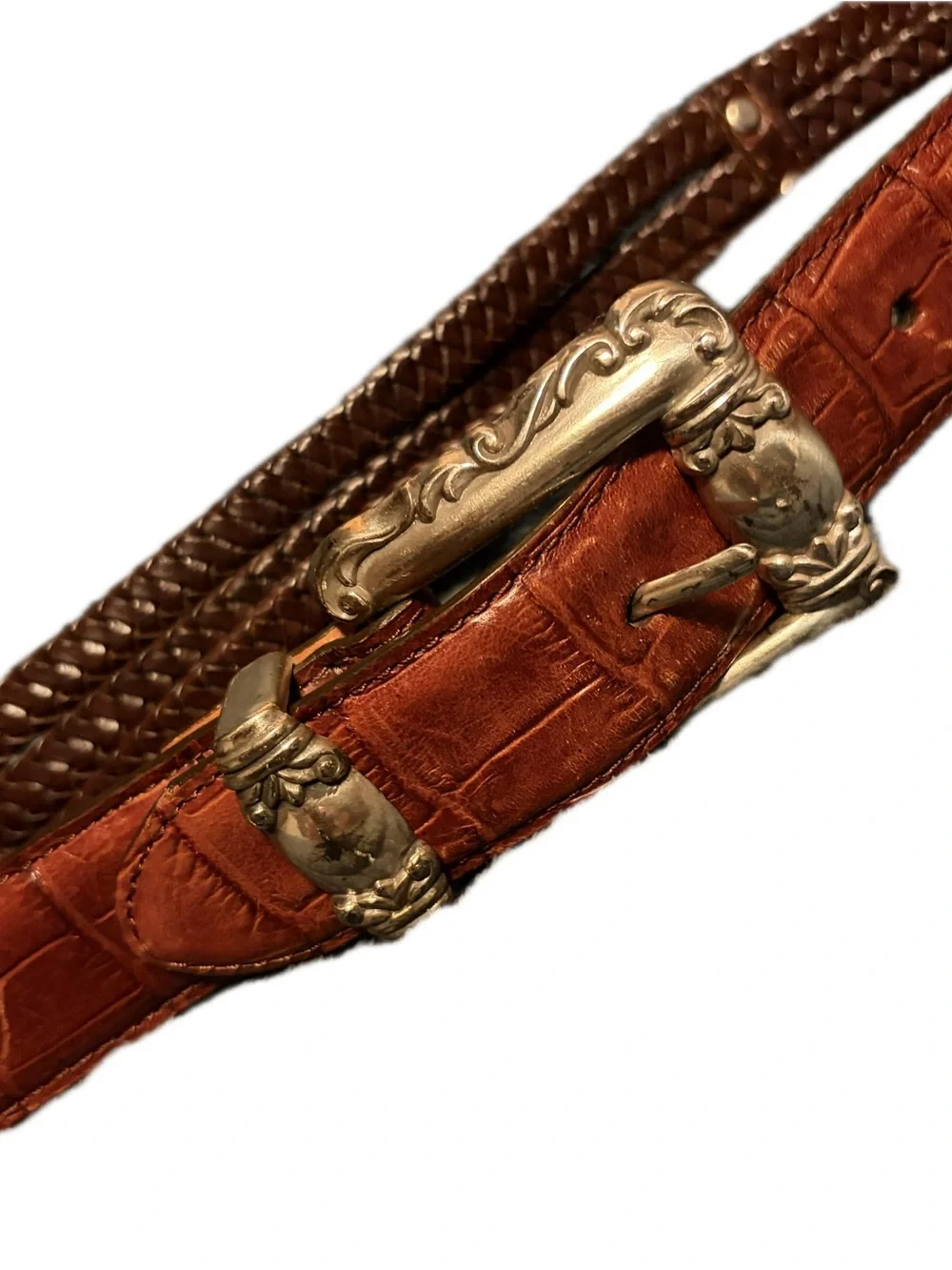 Set of 2 unique Vintage Brighton Belts leather medium brown black